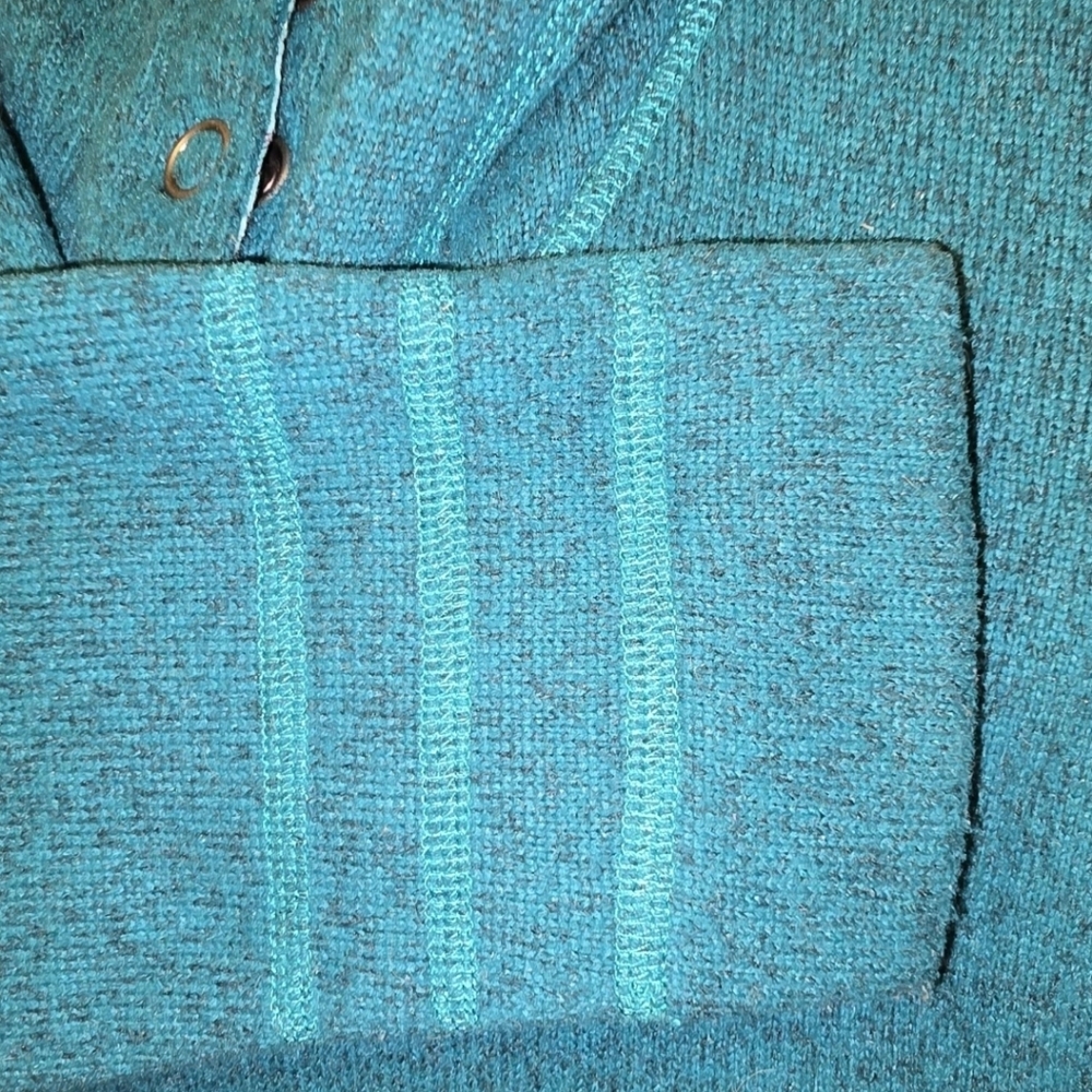The North Face Women’s Sm Sweater Knit Fleece Sweatshirt Hood 3 Snap Plaid Teal - Picture 8 of 12